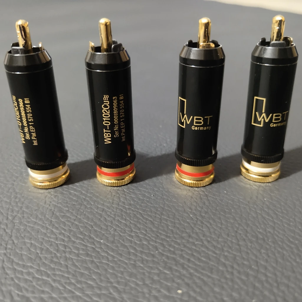 From Germany Top quality Hifi WBT 0102Cu RCA Plug pure copper gold-plated audiophile audio plug audio cable Connectors 4Pcs/set