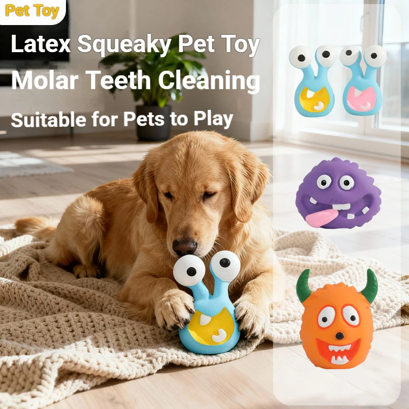 Ungiftiges, quietschendes Hundespielzeug aus Latex, kaubeständiges Monster-Design, interaktives Bellspielzeug für kleine Hunde, Welpen, Heimtierbedarf