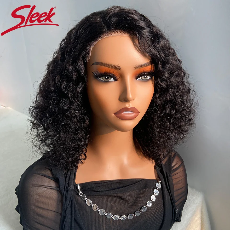 

Sleek Curly Human Hair Wigs For Women 12 Inch Short Peruvian Hair Wigs 100% Water Wave Real Lace Human Hair Wigs Ready To Wear