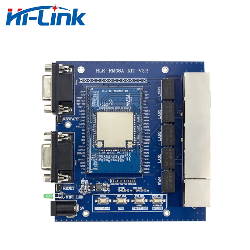 Hi-Link Free Shipping 1pcs/Lot Smart Devices Openwrt Linux WiFi Wireless Module Dual Serial Five Network Port HLK-7628D