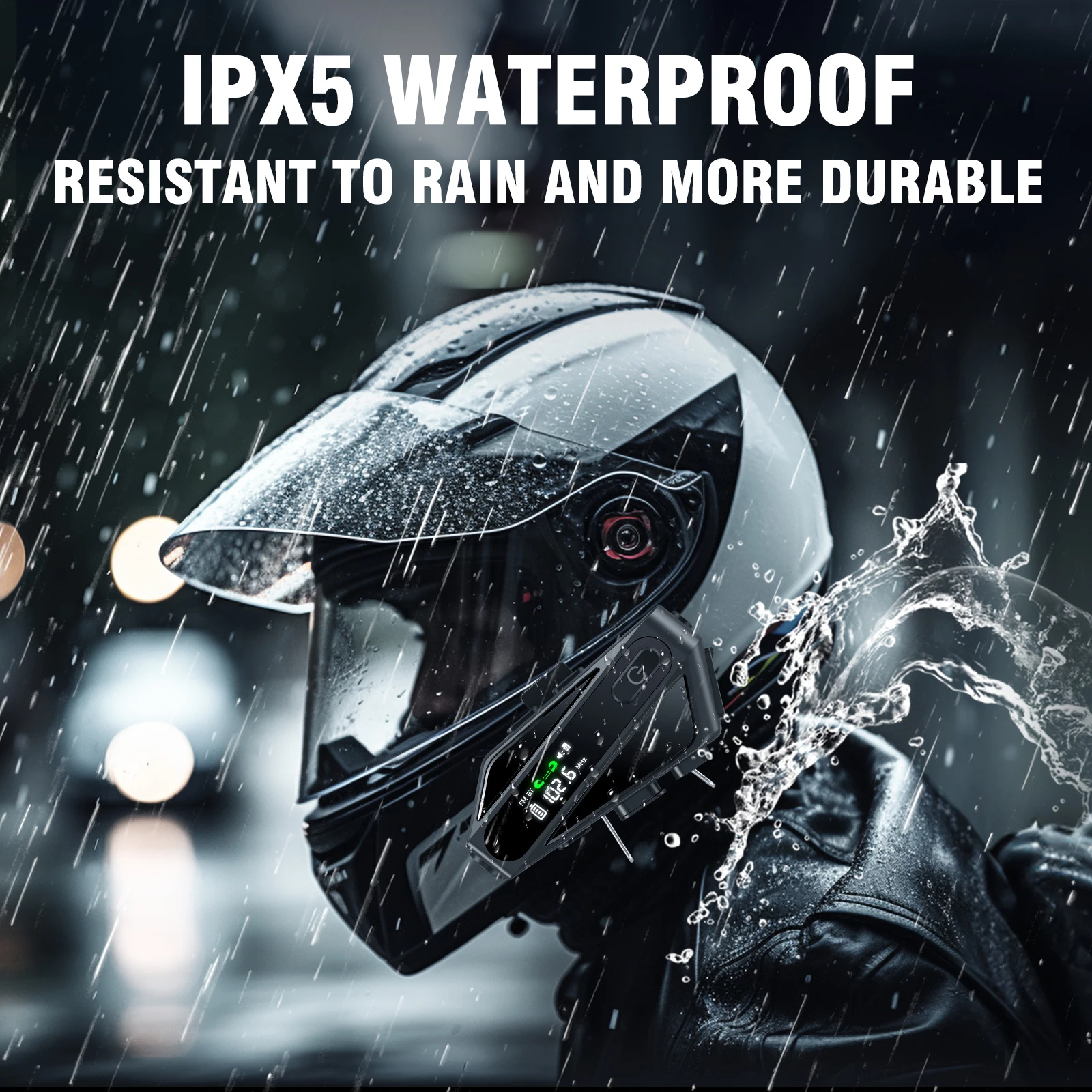 1/2PC C6 Motorcycle Helmet Bluetooth Intercom Headset AI Distance Led Lighting FM Voice CVC Noise Reduction IPX5 Waterproof