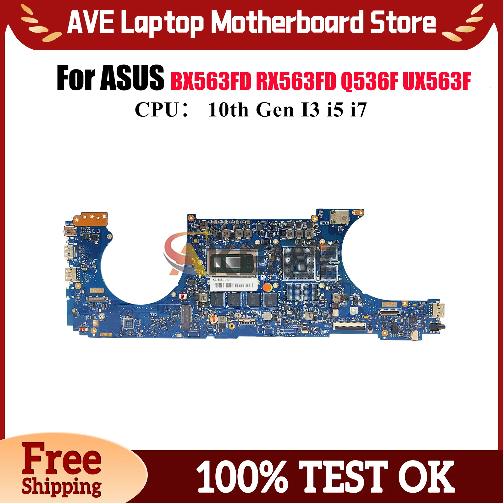 

UX563FA Laptop Motherboard For ASUS ZenBook Q536FD BX563FD UX56FD UX56FA RX563FD UX563 Notebook Mainboard With 10th Gen I3 i5 i7