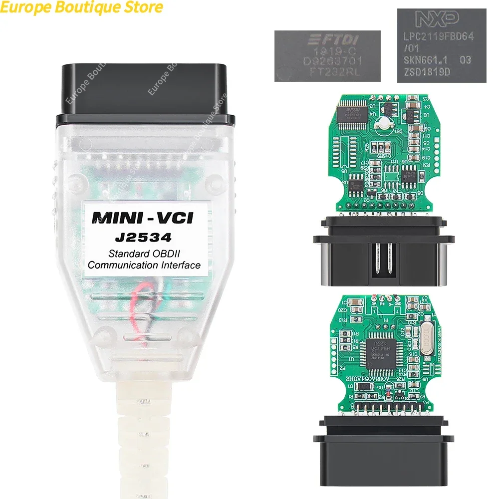 MINI VCI V2.0.4 Original Firmware V16.00.017 For Toyota Techstream FT232RL j2534 HW 2.0.4 Multi-Language OBD2