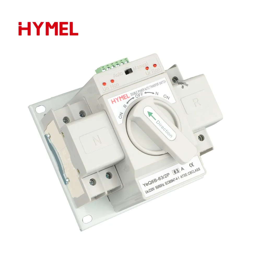 

Dual Power Automatic Transfer Switch ATS 2P 63A 50/60Hz MCB AC230V Auto/Manual Switching Circuit Breakers