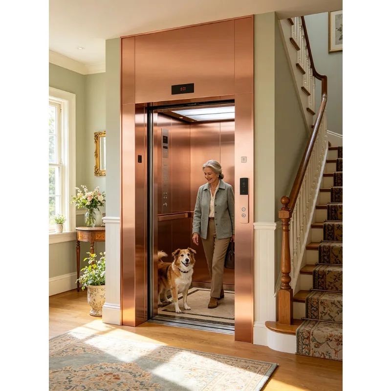 Silent Residential Elevator，Villa Elevator Hydraulic Home Lift with Anti Fall Protection for 2-4 Floor Homes