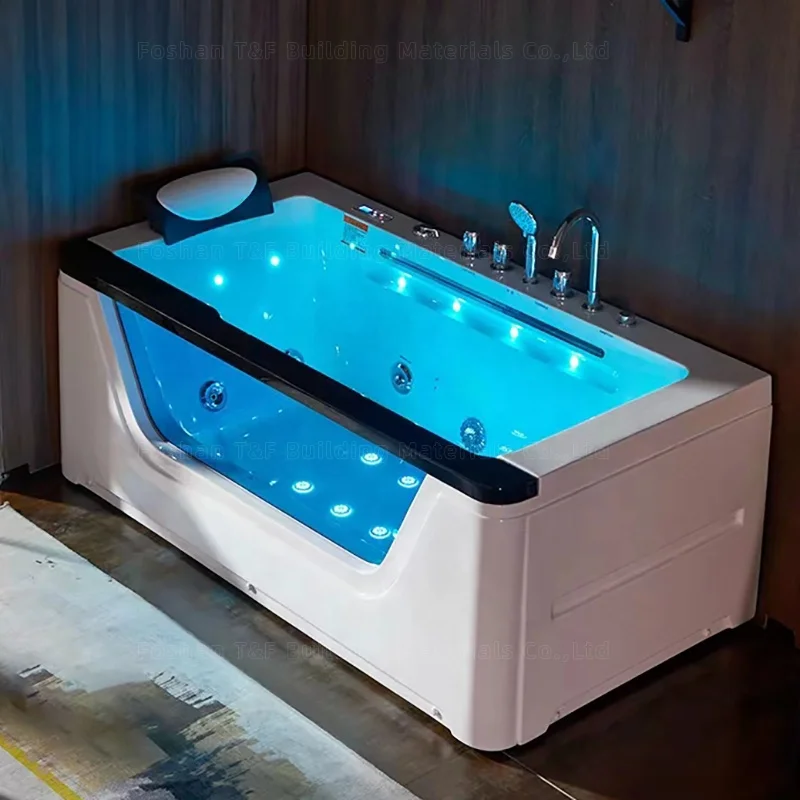 

Двухместная роскошная гидромассажная ванна-джакузи из акрила с водопадом и массажными форсунками, отдельностоящая