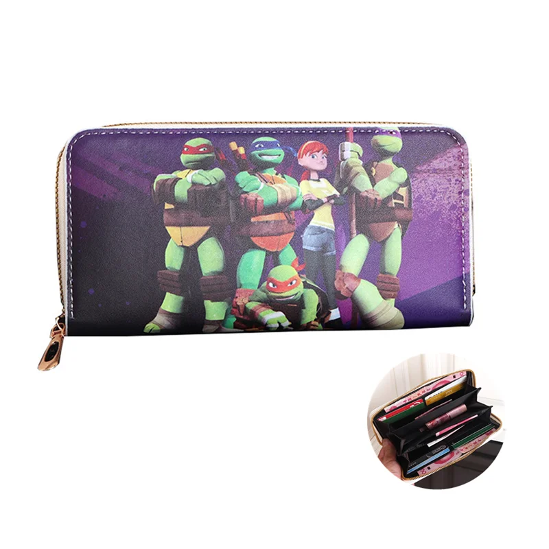 Cartoon Anime Teenage Mutant Ninja Turtles PU Leather Multi-Layer Wallets Cosplay Wallet Coin Bag Zipper Purse Gift