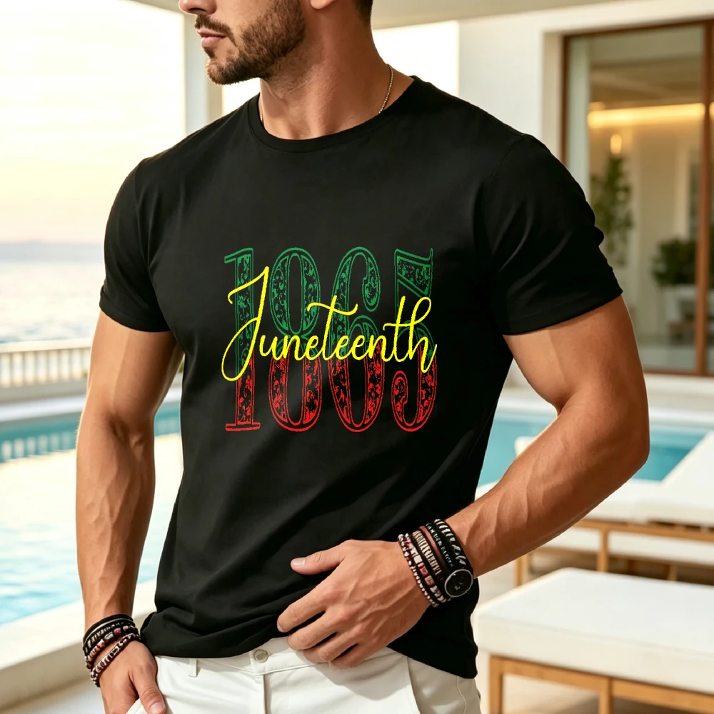 Juneteenth 1865 Freedom Day TShirt Black History Month Celebration Cotton Retro Unity Design with JUNE TEENTH Print 1865 Freedom Day Graphic Crew Neck Short Sleeve Tee for Men UnisexRetro Casual Short-sleeved T-shirt with a Round Neck and Printed