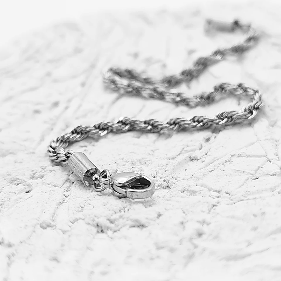 EMANCO 2/3/4/5MM Gedrehtes Seilkettenarmband für Damen und Herren Hip Hop Punk Silberfarben Edelstahl Modeschmuck – Detail 7