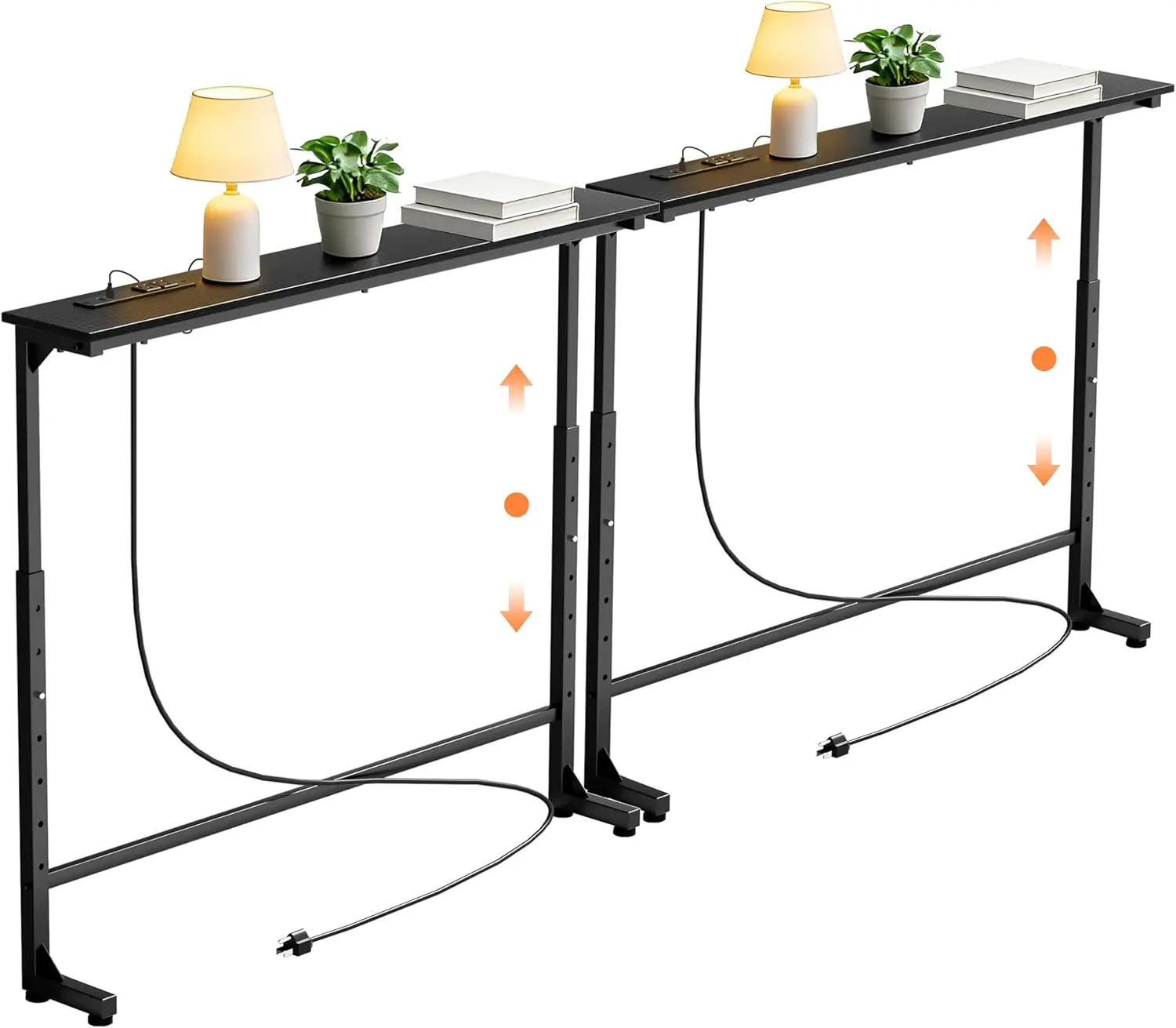 

Узкий консольный стол с регулируемой высотой и розетками, длиной 70 дюймов, для гостиной и прихожей – черный