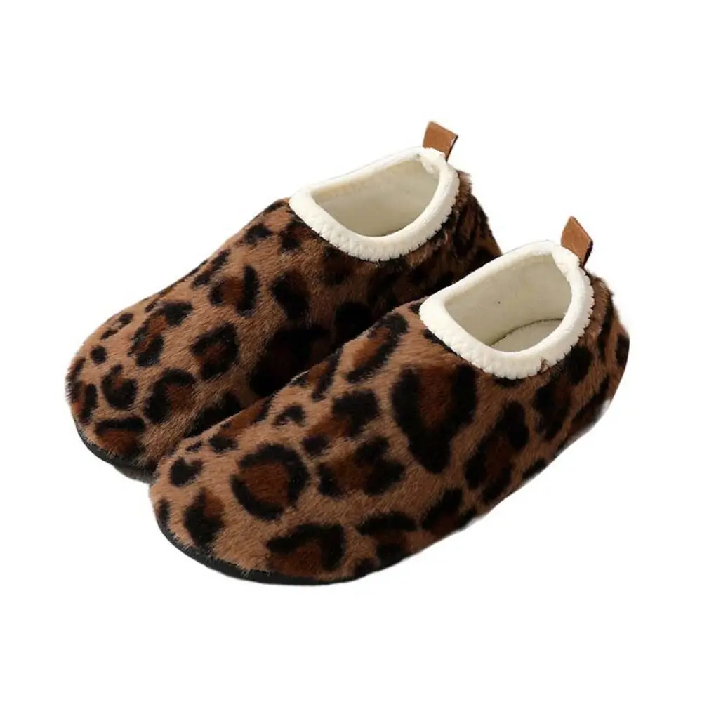 

Модные теплые носки в полоску, леопардовая противоскользящая термообувь, носки, бесшумные утепленные зимние носки-тапочки для дома