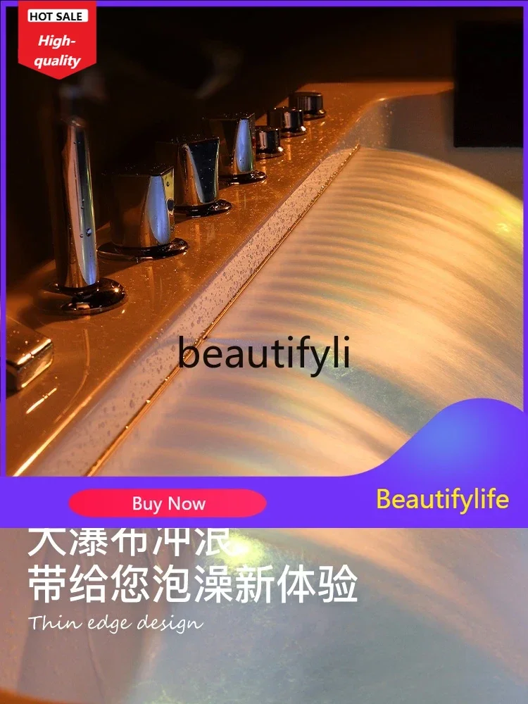 

SS Water curtain waterfall smart surf massage acrylic couple bathtub constant temperature 1.7 meters 242 bathtub D1089