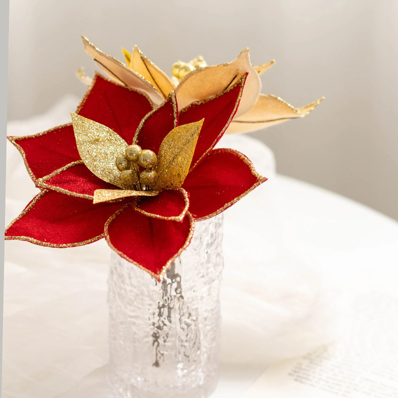 

Artificial Flowers For Home Xmas New Year Decor Party Supplies Ornaments Cloth Iron Retro 1PC Glitter Garland Decoration