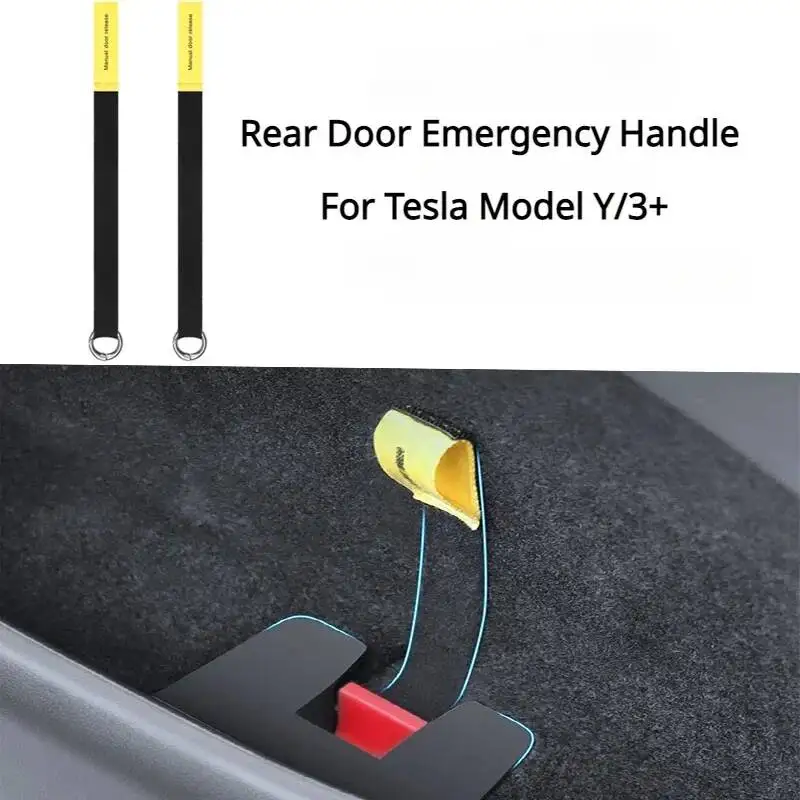 

2pcs For Tesla Model Y/3 Car Door Emergency Handle Safety Pull Rope Extended Manual Door Release Safety Pull Emergency Button