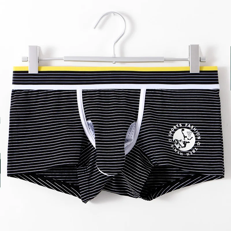 Men\'s underwear sexy striped elephant trunk low waist boxers Elastic cotton breathable sweat absorbent skin soft underpants