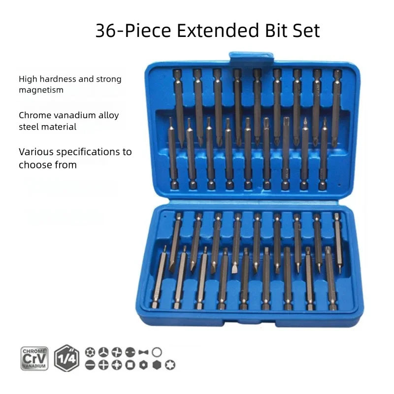 36/50 PCS 75mm 1/4 Hex CR‑V Magnetic Screwdriver Bit Set Reach  Shank Security Special Shaped Bits For Power Drill Tool