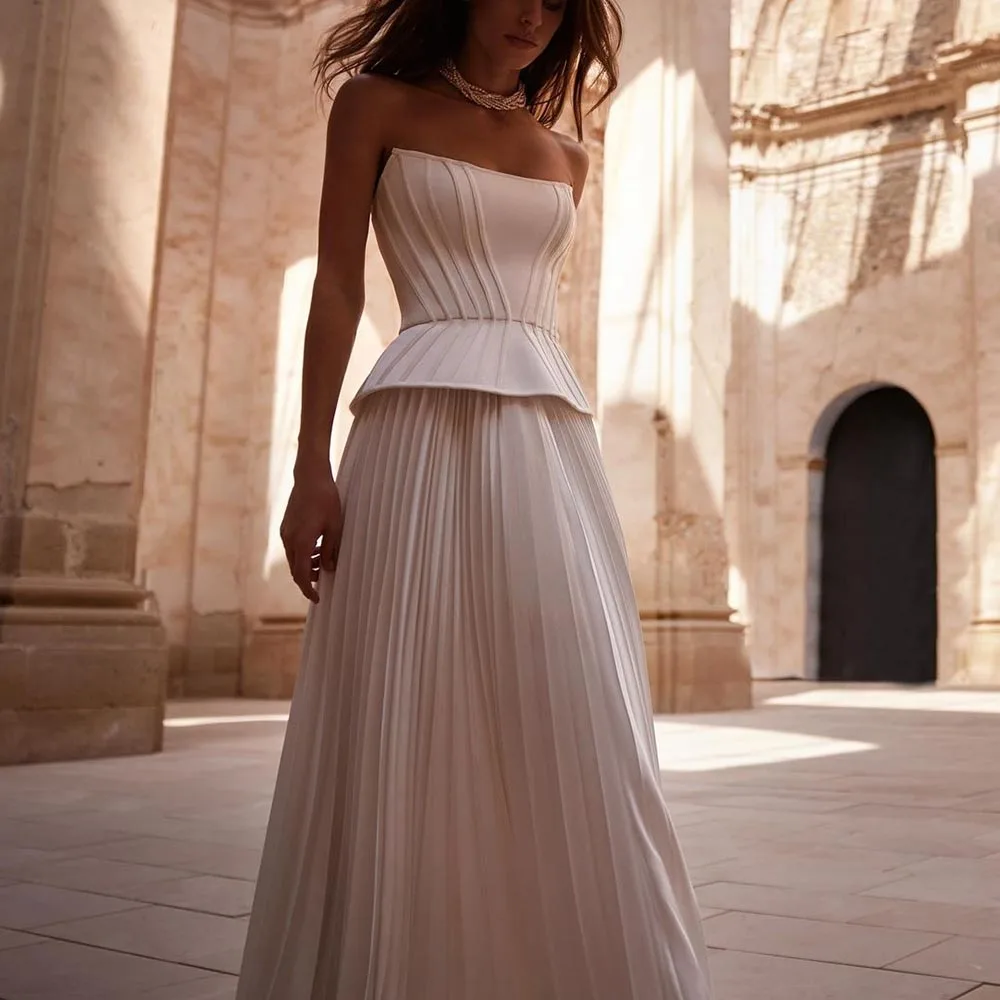 Vestido de casamento branco para mulheres, vestido de noiva sem mangas, vestido de noiva para ocasiões formais, elegante