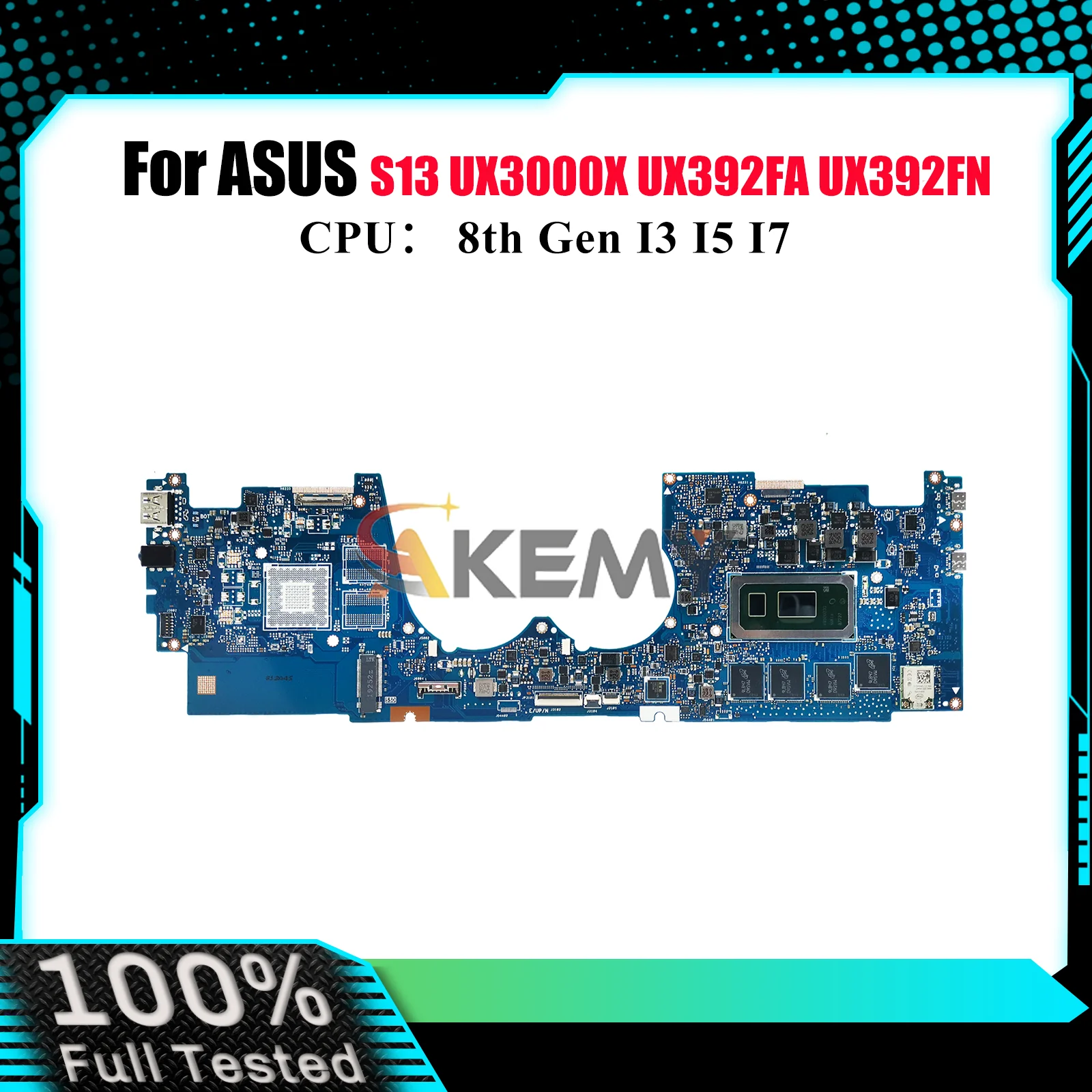 

UX392FA Материнская плата для ноутбука ASUS ZenBook UX3000X UX392F UX392FA UX392FN S13 Материнская плата с процессором I3 I5 I7 100% тест ОК быстрая доставка