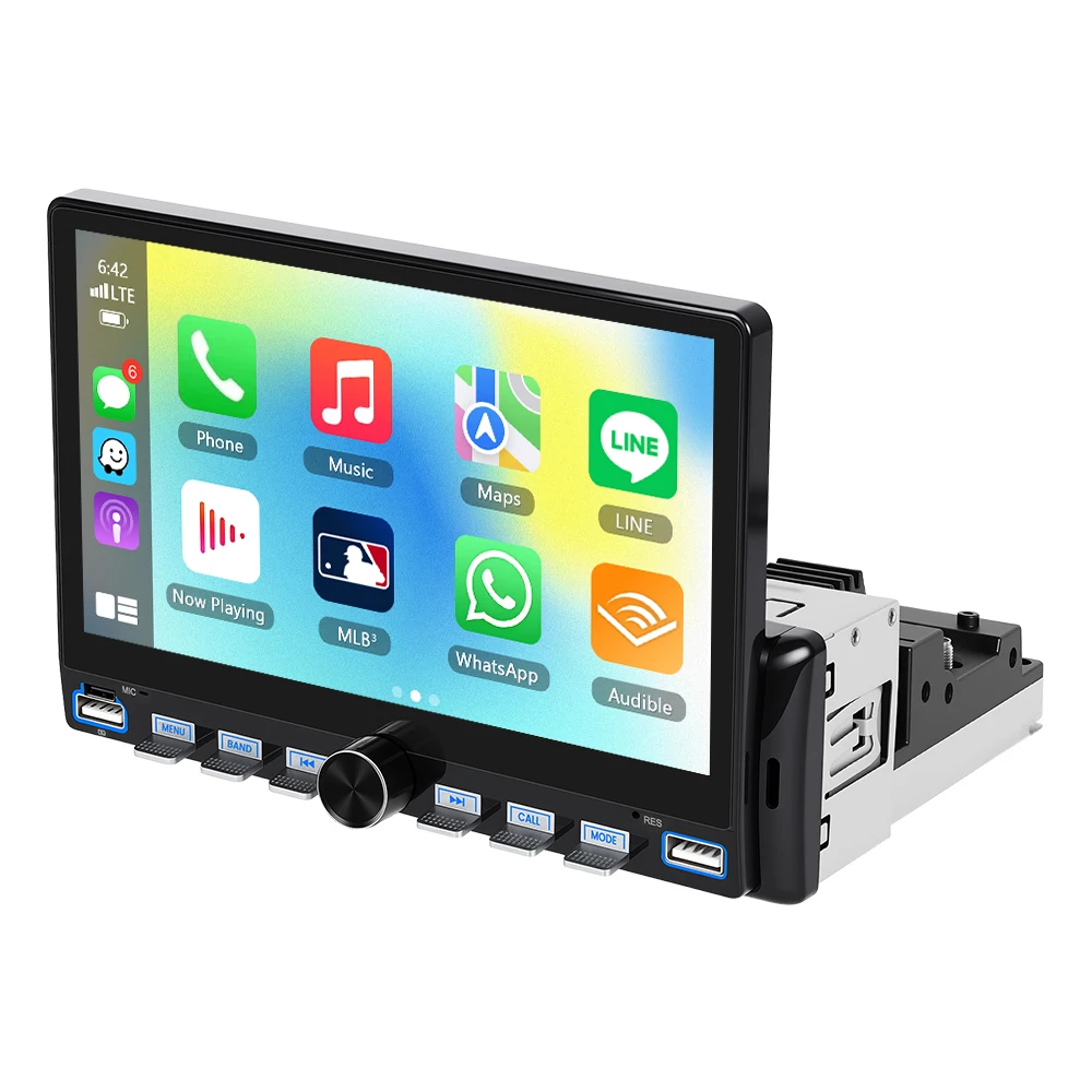 Podofo 1 Din 4+64G Radio Samochodowe Odtwarzacz Wideo Bezprzewodowy Android Carplay Auto 7'' Ekran Dotykowy Inteligentny System Samochodowy GPS Mirror Link WIFI BT EQ FM RDS Stereo — 2