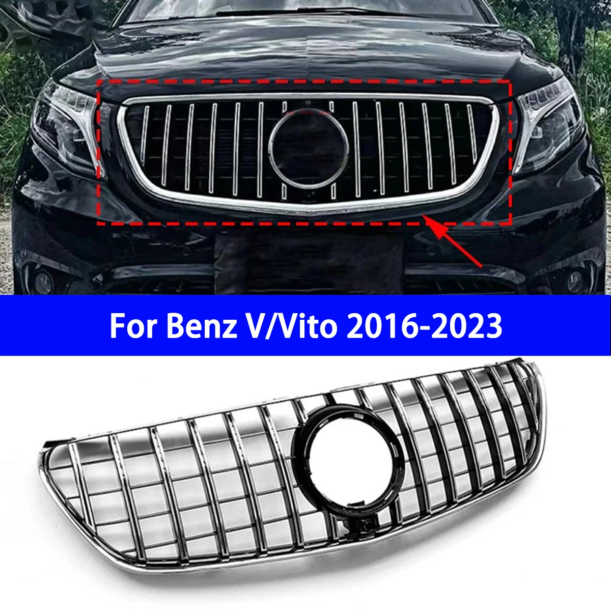 

Suitable for Mercedes Benz V-Class/Vito 2016-2023 W447 V260 V250 GT Front Grille Front Bumper Grille Automotive Parts