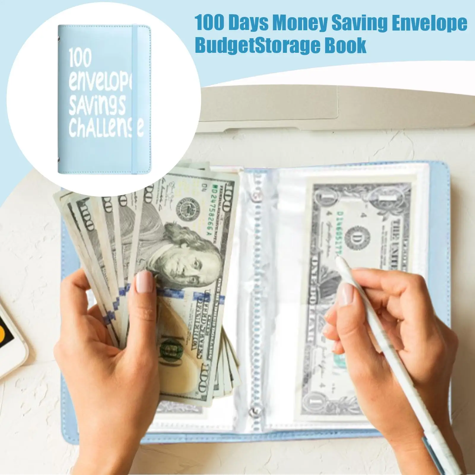 100 Days Envelope Challenge Binder Save Savings Challenges Loose-Leafs Binder Budget Binder With Cash Envelopes Money Organizer view 2