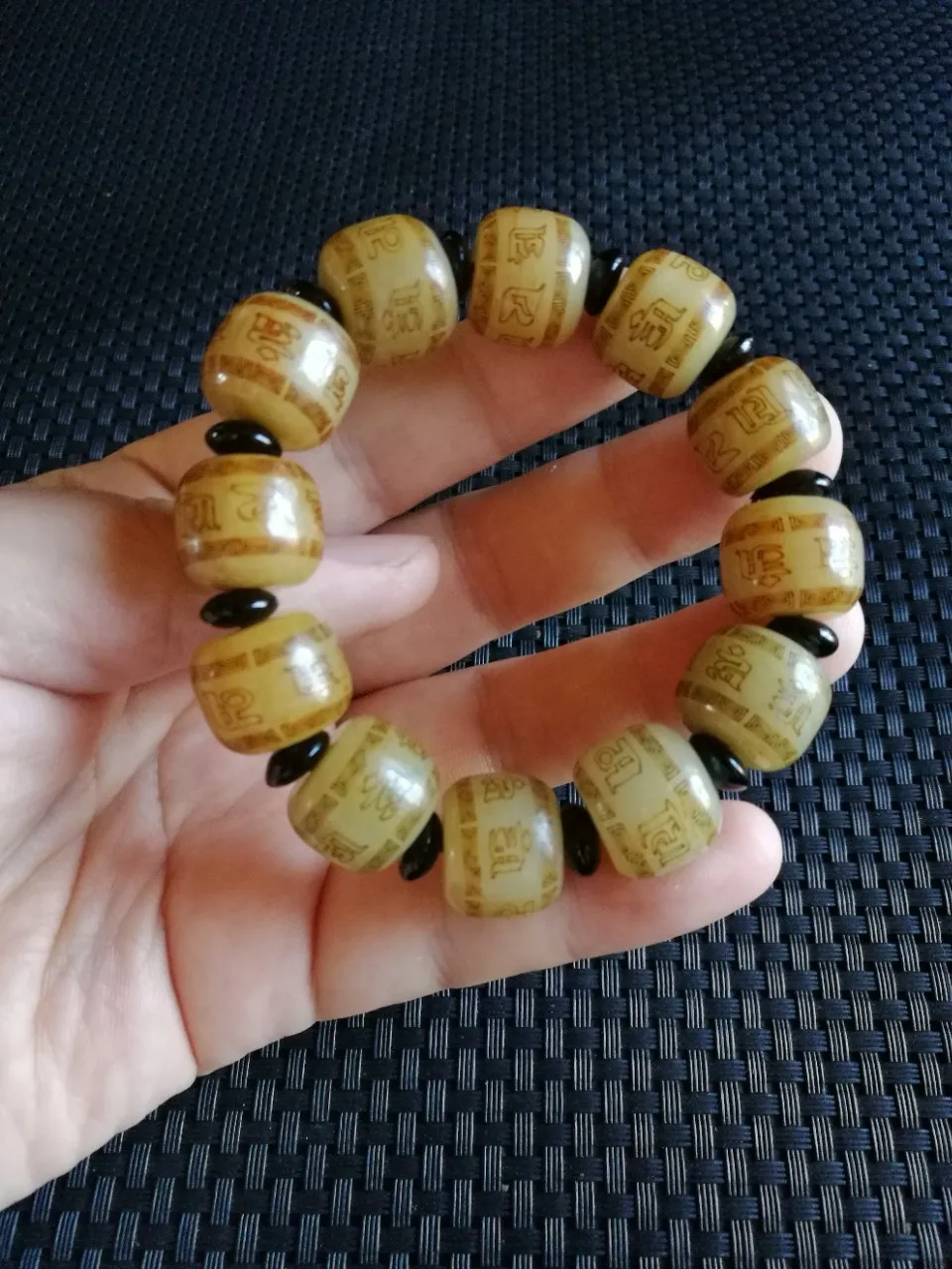 Natural Hetian Jade Beads  Bracelet Men Women  Fine Jewelry Genuine Nephrite Jades Six Character Mantra Bracelets