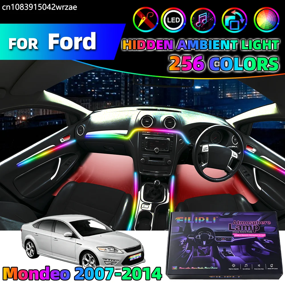 

14 in 1 For Ford Mondeo 2007-2014 Years Car Interior Ambient Lights Strips Breathing Lighting Kit App Control Auto LED strips