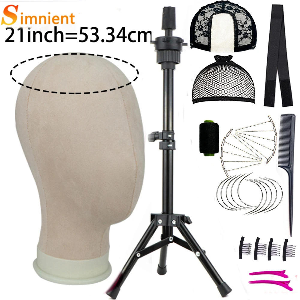 New Mannequin Head Wig Stand Canvas Block Head With Adjustable Mannequin Head Tripod For Wigs Making Display Wth Wig Caps T Pins