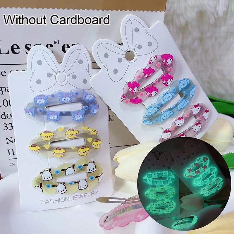 6Pcs Colorful Luminous Sanrio Cloud Cartoon BB Clip Glow-in-the-dark Hairpin Hair Accessories Bangs Ornament Side Clip For Girls