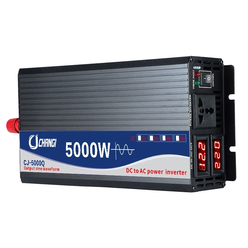 3000W 4000W 5000W Pure Sine Wave Car Inverter with Double Display DC 12V/24V/48V to AC 220V Voltage Converter 1 Year Warranty