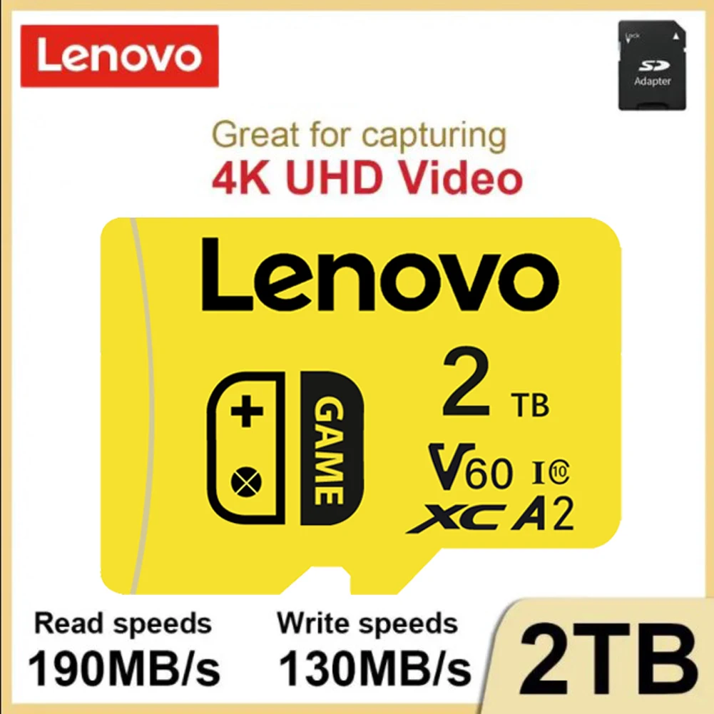 Lenovo Class10 Memory Card Micro TF SD Card Smart SD Black High Speed SD Memory Card 1/2TB Real Capacity Micro Card For UAV Cam