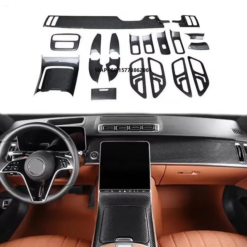 

Carbon Fiber W223 Car Interior Dashboard Center Console Cover Trim for 2020 S Class W223 S350 S400 S420 Interior Upgrade