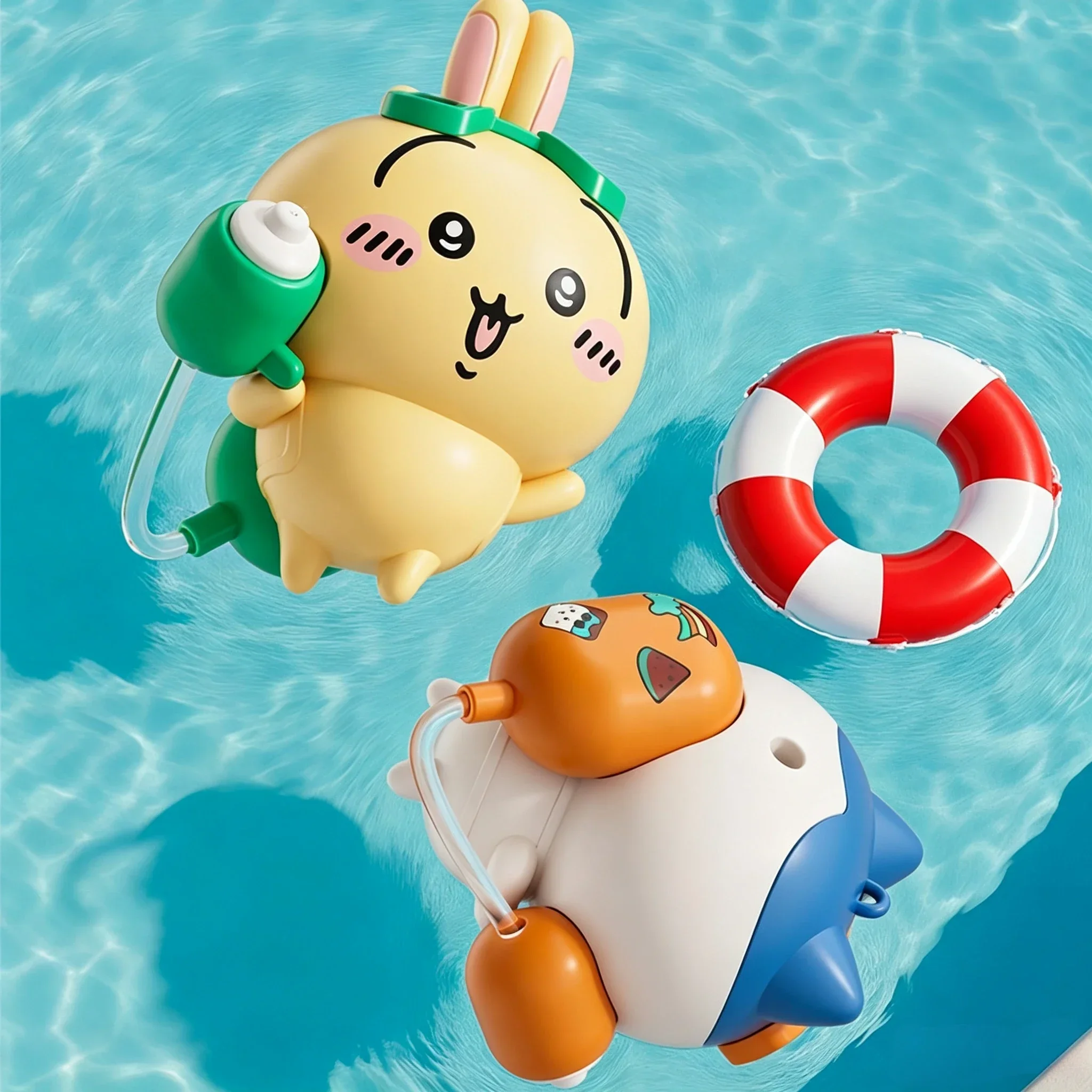 Chiikawa Wasserpistolen-Spielzeug-Schlüsselanhänger, niedlicher Usagi-Hachiware-Anhänger, Kawaii-Rucksack-Charm, Sammlerstück als Geschenk für Teenager und Fans – Detail 2