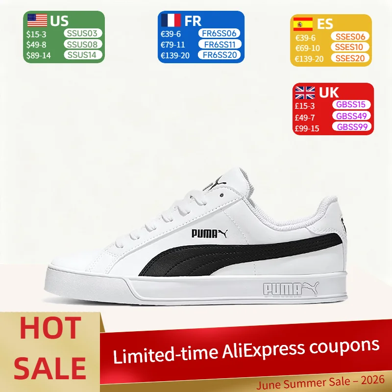 

Puma Smash Vulc: Minimalist, Comfortable, Snug Fit, Durable, Lightweight Low-Top Sneakers (Unisex) in White and Black 359622-05