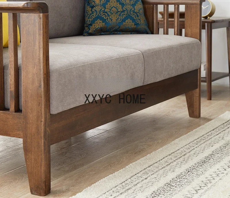 Divano in legno massello Divano singolo doppio in tessuto a tre posti Mobili da soggiorno