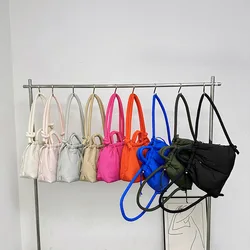 Small Puffer Tote Fashion Bag Nylon Down Cotton Crossbody Drawstring Bag Women Shoulder Bags 2024 New Large Lady Handbags