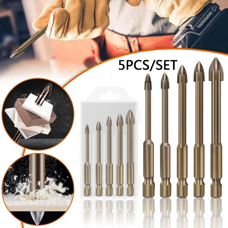 Wear-resistant Carbide Drill Bit Four Sides Cutting Sharp Cross Hex Drill for Glass Ceramic Tile Ceramic Concrete Drilling Tools