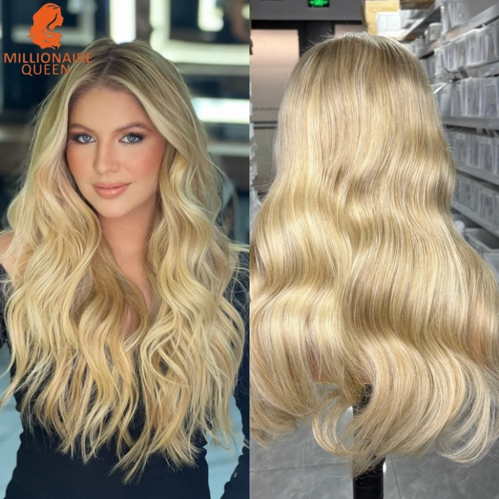

Millionaire Queen 180% Парик из натуральных волос на шнуровке Пепельно-русый 13x6 Рождественский кремовый блондин Парик с объемной волной 100% человеческие волосы Парики Remy