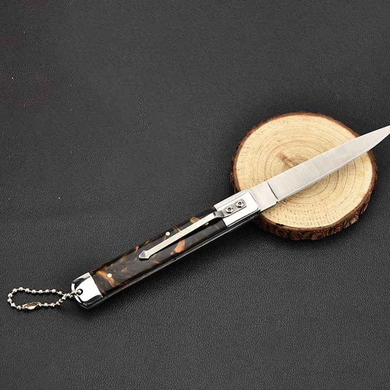 Portable Resin Handle Folding Knife Multifunctional Outdoor Camping Pocket Knife Stainless Steel BBQ Cutting Tools Fruit Knives