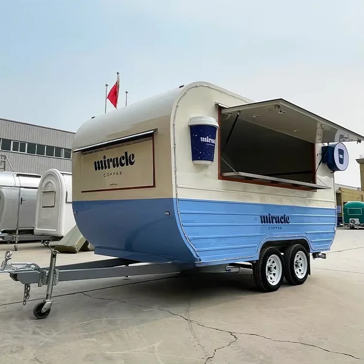 

Mobile Bar Trailer White Coffee Cart Shop Dessert Cart Foodtruck Mobile Beer Drink Fast Food Truck Trailer Fully Equipped