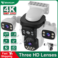 Vstarcam 8MP 4K 5X Zoom WIFI IP Camera 3 Lens 4-Screens Outdoor Waterproof Smart Tracking PTZ Camera Video Surveillance Camera