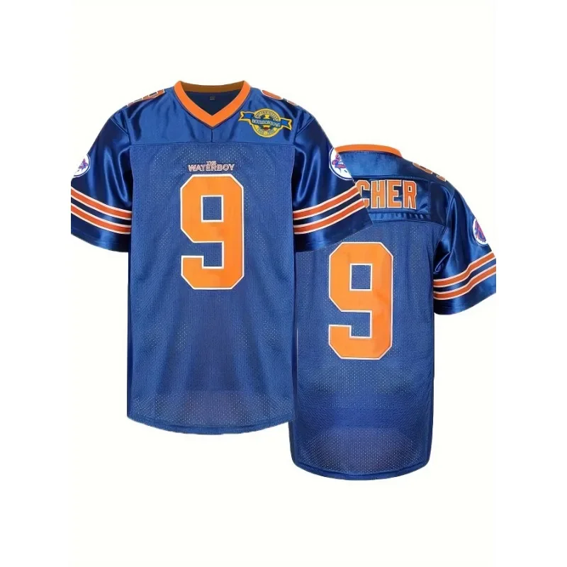 Plus Size American Football Jersey The Waterboy # 9 Bobby Boucher Adam Sandler 50th Anniversary T-Shirt Short Sleeve Sportswear