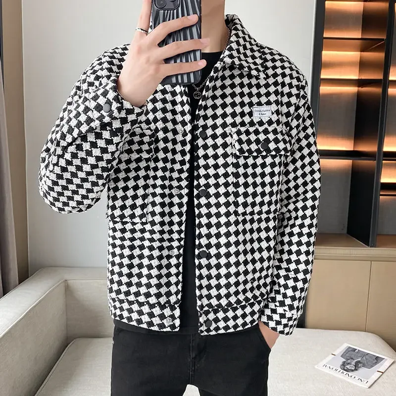 

GELITAYIN Cargo Lattice Jacket For Men Winter Sales Of Man Coat Y2k Luxury Designer Harajuku Aesthetic Cold New In High Quality