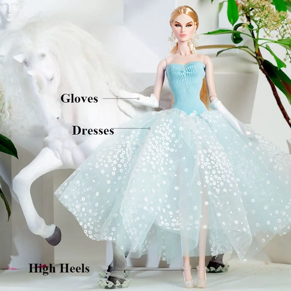 European Fashion Doll Supermodel Blue Dress Embroidery Luxurly 8 Styles Exquisite Wedding Dresses Doll Clothes Suit