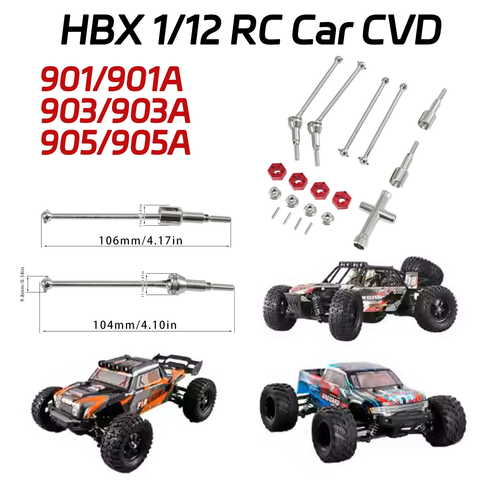Conectores CVD metálicos delanteros y traseros para coches RC HBX 1/12 901/901A 903/903A 905/905A, piezas de accesorios para actualización y modificación.