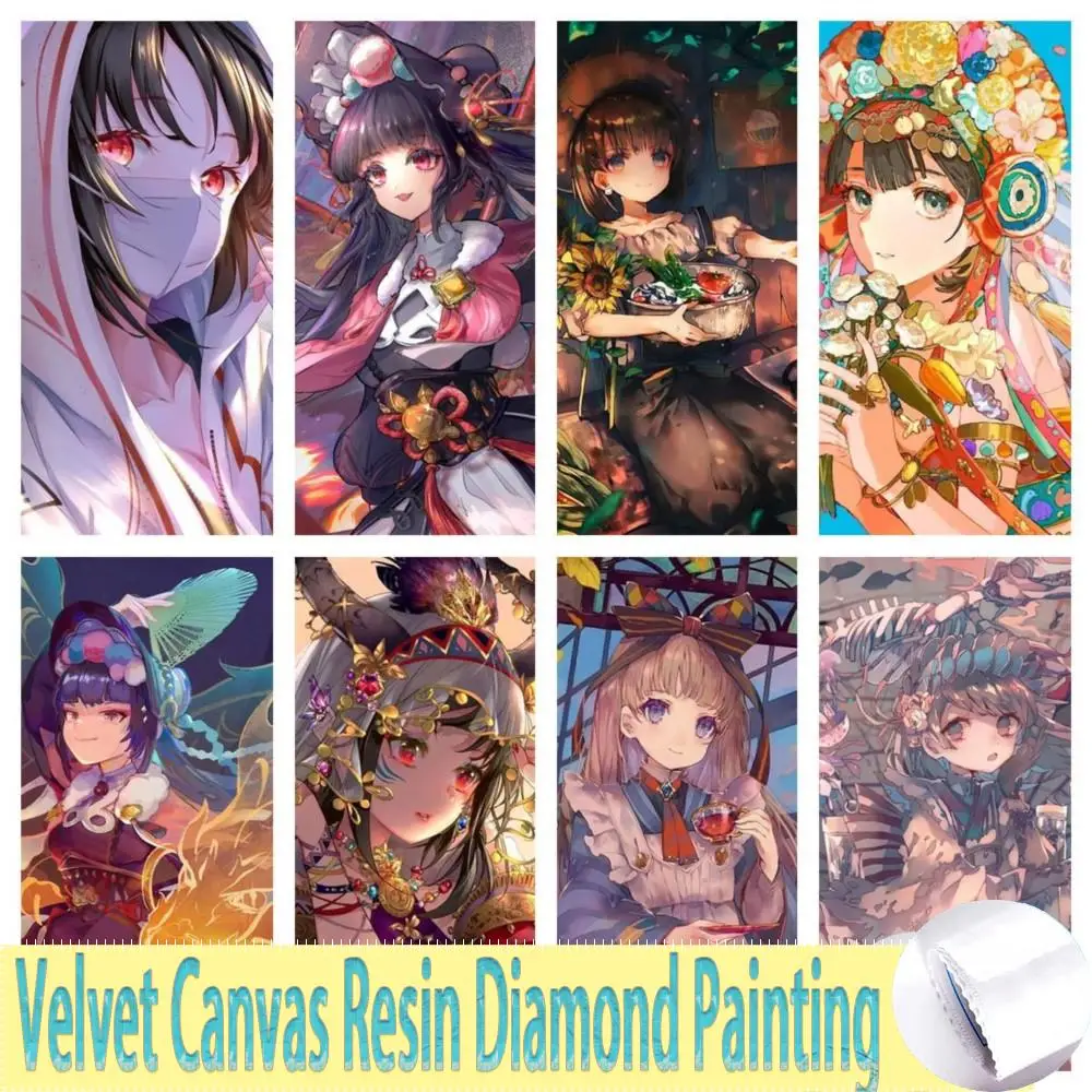 Anime 5D Diy Velvet Canvas Resin Diamond Painting Cartoon Girl Cross Stitch Mosaic Set Full Square Hand Embroidery Home Decor