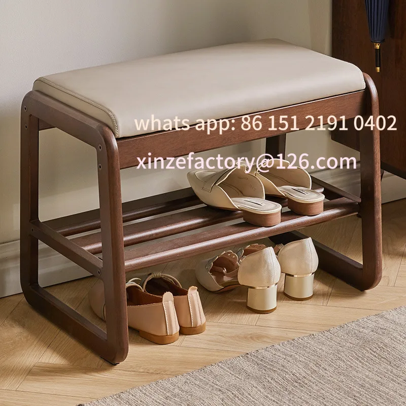 Customizable solid wood shoe changing stool Enter the house and enter the door to wear a shoe stool