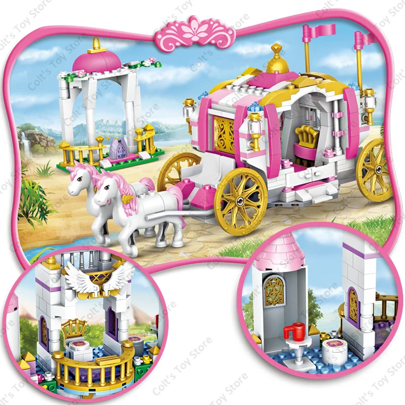 2024 Princess Building Blocks Girl\'s Fairy Castle House Blocks Classic Dream Carriage House Model Figures Kid Toy Birthday Gifts