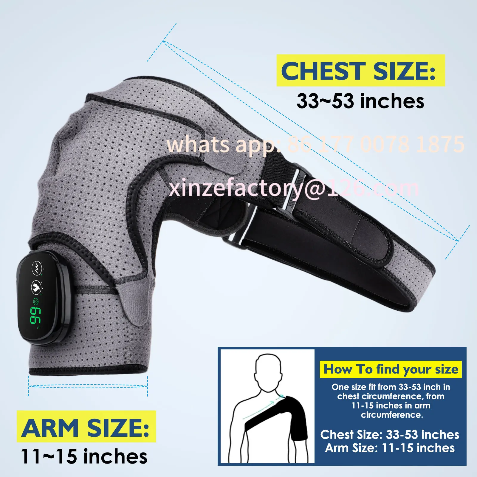 Customizable Electric Vibration Shoulder Massager Heated Shoulder Brace Support for Men Women Adjustable Shoulder Wrap