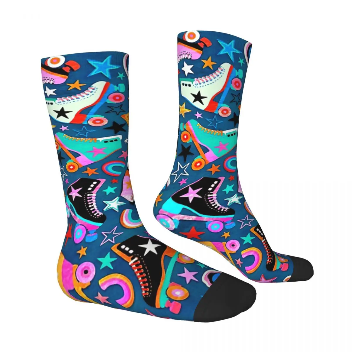 Hot Sale Retro Rainbow Roller Skates And Stars Adult Socks,Unisex socks,men Socks women Socks